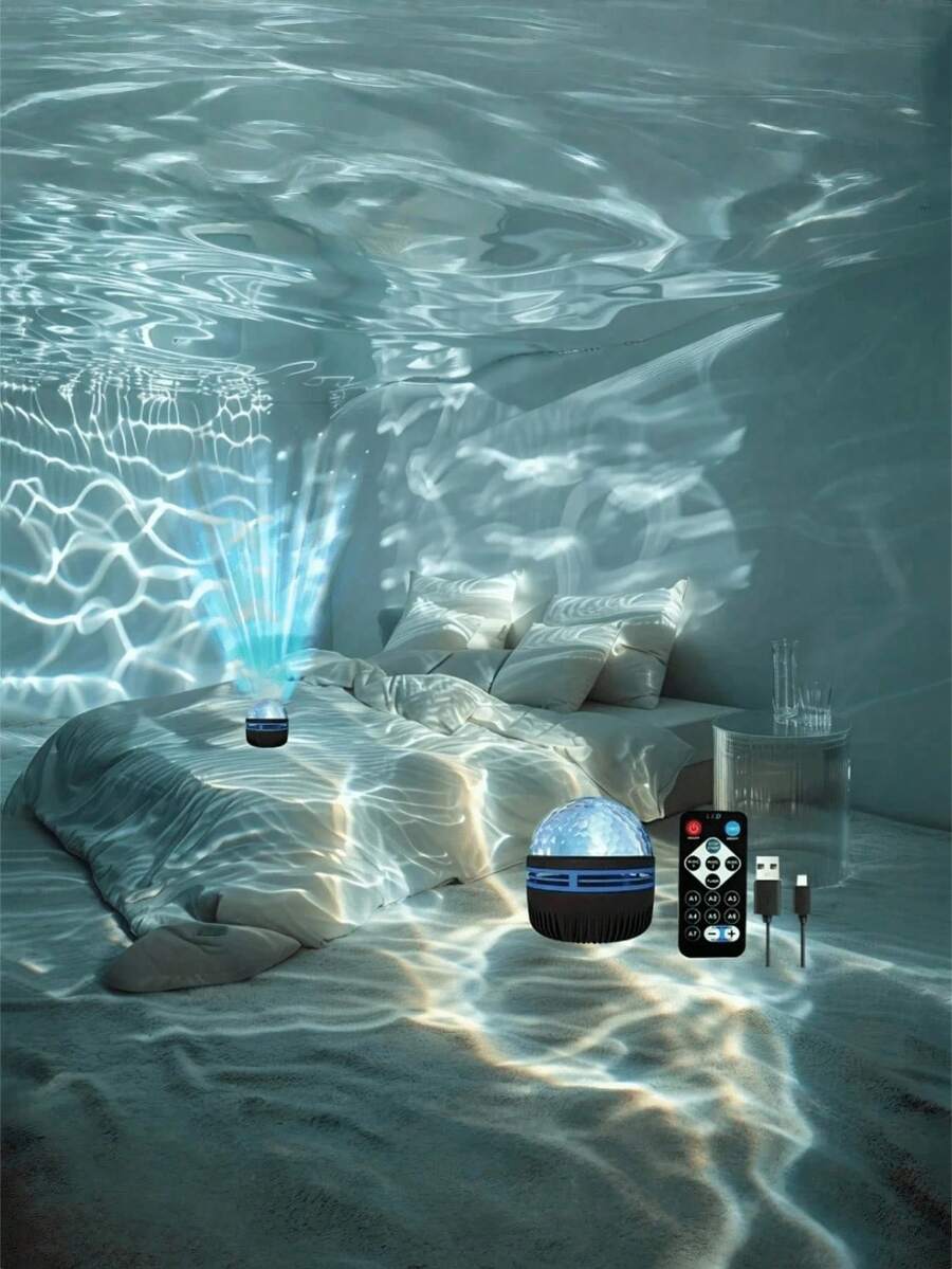 1. A USB-Powered Water Wave Effect Projector Lamp With An RGB LED Display Screen, A Galaxy Projector Atmosphere Lamp Equipped With A Remote Control, 7 Color Modes, Adjustable Brightness, Multi-Color Lighting, Suitable For Bedrooms, Home Theaters, Room Decoration, Holiday Gifts, Weddings, Camping And Other Occasions. - Multi-color light - 查看 1