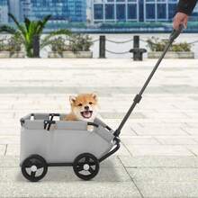 Mini carrello per cani per piccoli animali domestici, carrello della spesa pieghevole multifunzionale con maniglia estensibile, carrello per cani con borsa portaoggetti, grigio (86 * 51 * 35 cm) - Grigio - Visualizzare 1