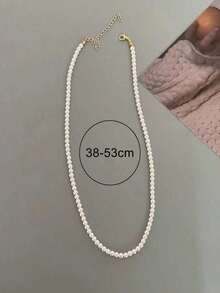 1pc Vintage French Style White & Pink Faux Pearl Necklace, Simple Choker HCJT - trắng - Xem 7