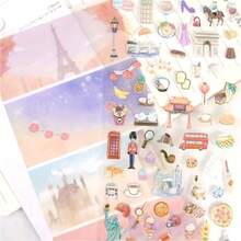 3pcs Random Creative Golden Foil Beach Season Travel Food Stickers Scrapbooking Journal Sticker Stationery Decor Aesthetic Gift