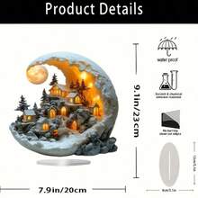 حامل عرض أكريليك بتصميم قمر بوهيمي - مناسب لديكور المنزل والمكتب، هدية عيد الميلاد المثالية