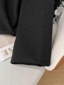 GMFP 女士冬季外套，休闲优雅时尚宽松纯色落肩长袖休闲羊毛拉链黑色大衣，适合新年/情人节穿着 - 黑色 - 查看 6