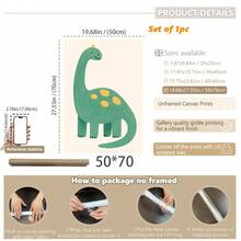 1 gerahmtes/Leinwand Wandkunst, Dinosaurier Tier Thema Dekoration. Badezimmer Wanddekoration. Themen Poster, Schlafzimmer Dekoration, Raumdekoration, Heimdekoration, Ornamente, Winterdekoration für Zuhause, Wanddekoration. Geeignet für Kinderzimmer, Kinderzimmer, Jungen- und Mädchen-Partyräume, Kita-Klassenzimmer Dekoration, wasserfestes Material. Kopfteil Dekorative Tapete, Party Deko Geschenke. Badezimmer Wanddekoration.