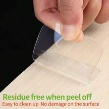 50-Piece Strong Double-Sided Adhesive Tape - Transparent, Residue-Free And No Holes Left, Suitable For Smooth And Clean Surfaces Such As Plastic, Glass, Metal And Stone Walls. DIY Projects, Home Organization, Seamless Application, Neat Finishing, High-Strength Bonding, Ideal Choice For Home Decoration And Handicraft Enthusiasts - 透明 - 查看 2
