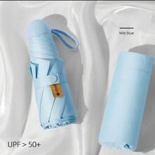 1 pièce Parapluie pliable compact et léger de 6 baleines, imperméable avec protection UV, convient pour la pluie et le soleil, manche en acier inoxydable