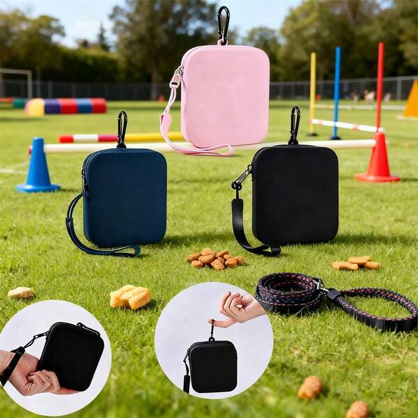1 bolsa de treinamento de silicone para cães, bolsa para petiscos para animais de estimação, portátil com alça de pulso, bolsa para lanches de cachorro de grande capacidade, com gancho separado que pode ser pendurado na cintura e guia de treinamento, adequada para caminhadas, treinamento, viagens, presente perfeito para donos de animais de estimação