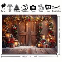 1pc Christmas Warehouse Scene Decorative Banner, Polyester Material, Holiday Decoration Backdrop, Party Photography Background, Indoor/Outdoor Decoration, Birthday Party New Year Event Decor, Multiple Sizes Available - Multicolor - View 5