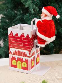 电动圣诞老人，肚子和脚都会抖动，攀爬圣诞老人会唱歌跳舞，圣诞树造型，会唱歌跳舞的音乐圣诞老人，圣诞树吊坠装饰品，新奇的绳索攀爬圣诞老人，圣诞礼物，圣诞老人主题装饰套装（包含降落伞、烟囱攀爬、梯子攀爬等造型），适用于圣诞派对、家居装饰、节日展示（不含电池）。圣诞装饰，冬季房间装饰，圣诞家居装饰，圣诞礼物，圣诞装饰品