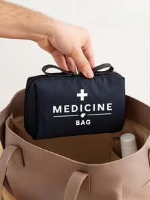 1pc Portable Medicine Bag, Large Capacity First Aid Kit, Retro Women's Medicine Bag, Compact Medicine Box & First Aid Pouch, Portable Medicine Box, First Aid Kit & Pill Organizer, Camping Medical Emergency Bag, First Aid Kit, With Medicine Label Design, Durable Daily & Emergency Packaging (Multiple Colors Available) Medicine Storage Bag, Essential For Travel Outdoor First Aid Kit - Multicolor - View 4