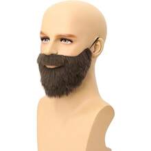 Men Dress Up Fake Beard and Mustache Costume Fake Beard for Halloween Cosplay Party - Marrón - Ver 4