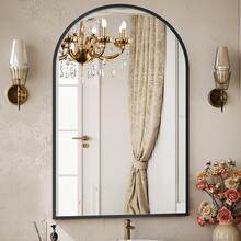 OLIXIS Black Metal Arch Vanity Rounded Rectangle Bathroom Mirrors For Over Sink Wall, 20x30 Inch Large Matte Mirror, Modern Decorative For Restroom, Farmhouse - màu đen - Xem 2
