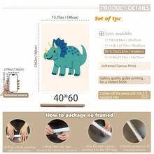 1 gerahmtes/Leinwand Wandkunst, Dinosaurier Tier Thema Dekoration. Badezimmer Wanddekoration. Themen Poster, Schlafzimmer Dekoration, Raumdekoration, Heimdekoration, Ornamente, Winterdekoration für Zuhause, Wanddekoration. Geeignet für Kinderzimmer, Kinderzimmer, Jungen- und Mädchen-Partyräume, Kita-Klassenzimmer Dekoration, wasserfestes Material. Kopfteil Dekorative Tapete, Party Deko Geschenke. Badezimmer Wanddekoration.