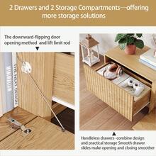 98'' Mid Century Modern TV Stand For Living Room, Bedroom, Wood TV Console With Storage, Entertainment Center With Drawers, Fluted TV Stand & Media Console With Cabinet, White, Natural - Natural Oak - 查看 8