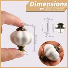 Zernmiarder Juego de 2 pomos de cerámica blanca Pomos de clóset de calabaza retro Tiradores de cajones clásico con tornillos para clóset cajón clóset y proyecto de hogar - Blanco - Ver 3