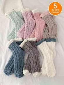 5 pares de calcetines de invierno lindos y cómodos de felpa para damas - Multicolor - Ver 9