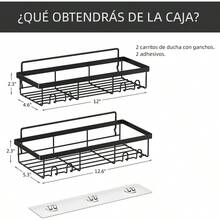 - Organizador De Ducha De Esquina, Paquete De 3 Organizador De Ducha Negro Mate Con Adhesivo De Succin Y 12 Ganchos, Organizador De Ducha De Acero Inoxidable Resistente a La Oxidacin - borde recto - Ver 7