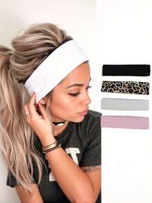 1/4/6/7 pezzi Fasce per capelli con stampa leopardata per donne, capelli corti, antiscivolo, elastiche, fasce per capelli in tessuto morbido, accessori per capelli, sciarpa invernale da donna, bandana