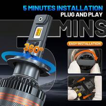 DrViAion 2件装汽车LED大灯远近光H4 160000LM灯泡9005 9006 H1 H3 H11 H7汽车前照灯6000K 3000K车用LED大灯 - 6000K/3000K - 查看 9