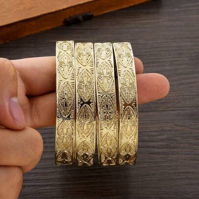 2 件/4 件奢华优雅 65 毫米金色手镯，中东经典休闲女士手链，非洲阿拉伯派对生日节日珠宝礼物