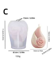 Molde de silicone para vela com aroma de rosas, 1 peça, asas de rosa, sabonete em gesso, enfeites decorativos para o dia dos namorados e presentes criativos - Branco - Ver 10