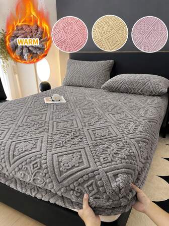 1pc Faux Lambswool Bed Sheet, Bedding, Bed Cover, Flat Sheet, Mattress Protector, Solid Color Bed Sheet, Available In Multiple Colors, Simple European Style Home Textile. Suitable For Twin, Full, Queen, King Size Beds. Comfortable & Warm Mattress Pad, Soft Anti-Pilling Bed Cover, Skin-Friendly Bed Sheet.