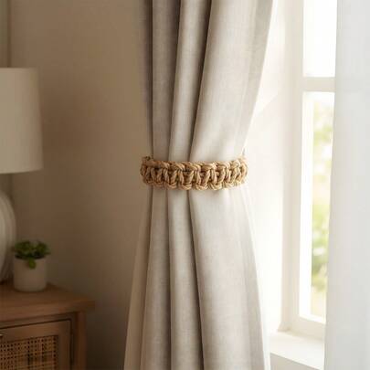4Pcs Bohemian Braided Curtain Hooks, Exquisite & Compact Home Goods, Elegant Rustic Curtain Accessories Suitable For The Pursuit Of Natural & Simple Decoration Style, Holdbacks Tie Backs