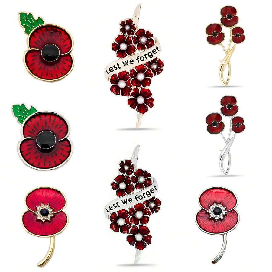 Abzeichen zum Gedenktag in Großbritannien "Auf dass wir nicht vergessen" rote Mohnblume Brosche Schmuck Kostümzubehör Taschenanhänger Bürozubehör