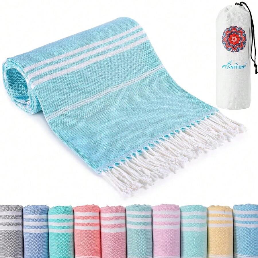 Table Runner Boho Rustic, Turkish Beach Towel, Quick Dry, Sand Free, Extra Large Bath Towel, Lightweight For Adult Pool, Beach, Travel, Sandproof, Cute Compact Men Women Birthday Gifts - 更薄的綠松石色172x36英寸 - 查看 1