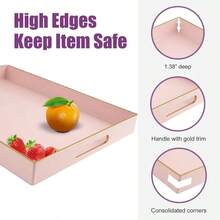 Pink Serving Trays, Decorative Serving Tray With Handles, Coffee Table Rectangular Trays Plastic Tray Ottoman Bathroom, Living Room, 15. U201Dx 10.2u201Dx1.37u201D - Hồng + 15,7" x 11,8" x 1,6" - Xem 4