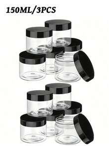 1/3Pcs Plastic Storage Bottles With Lids, Clear Plastic Jars Refillable Plastic Cosmetic Containers,Paint/Ointment/Mask Jars, Eye Cream/Face Cream Bottles, PET Wide-Mouth Transparent Sample Packaging Bottles, Cosmetic Refillable Containers With Screw On Lids For Kitchen Use Lotions & Beauty Products