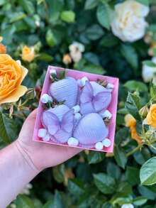 48/96 件装可食用蝴蝶蛋糕装饰，纸质蝴蝶纸杯蛋糕装饰，仙女主题生日蛋糕装饰，适用于结婚纪念日、婴儿派对、生日派对装饰、春夏蛋糕装饰 - 紫色 - 查看 9