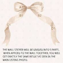 Midoo 59 X 45 Inch Large Pink Bow Wall Stickers Peel And Stick Coquette Girl Room Decor Large Watercolor Bow Stickers Preppy Waterproof Vinyl Decals Wall Decor For Girl Room Nursery Kindergarten - 淡棕色 - 查看 3