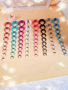 9pcs Boho Vintage Acrylic U-Shaped Horn Ear Plugs And Nose Rings Set - Colorful Geometric Design For Parties And Daily Wear, Cute Jewelr