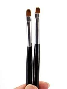 2pcs Nail Art Black Flat-Head Nail Brush Professional Phototherapy Pens DIY Manicure Tool Accessories - Black - View 1