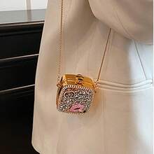 New Fashionable Niche Design Mini Bowknot Versatile Lipstick Earbud Coin Purse With Chain Shoulder Crossbody Bag For Women - 金色 - 查看 9