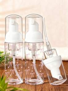 Bow Decor Foam Soap Dispenser Bottle, Mini Foaming Bottle Dispenser For Travel Size Liquid Soap, Shampoo, Eyelash Cleanser, Hand Wash - Refillable Clear Plastic Bottle, Suitable For Cleaning Living Room, Bedroom, Bathroom, Home Decor, Travel Essentials, Wedding, Party, Birthday Gifts, Gifts For Parents, Friends, New Year, Accessories, Fun Gifts