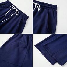 WZIKAI Men's Baggy Sweatpants Elastic Waist Drawstring Wide Leg Sweatpants Casual Loose Baggy Joggers With Pockets{"Size_name":"3X-Large","Color_name":"NavyBlue"} - 海軍藍 - 查看 4