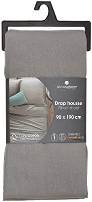 Atmosphera - Lenzuolo con angoli in cotone - Grigio - elastico H30cm - 90 x 190 cm - Grigio Chiaro - Visualizzare 1