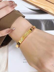 1 件简约不锈钢手链，18K 镀金，理想的礼物，适合日常佩戴