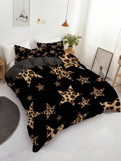 3 Peças Conjunto de Capa de Edredom com Estampa de Laço Leopardo (1*Capa de Edredom + 2*Fronha, Sem Enchimento), Apresenta um Design de Estampa de Leopardo Sexy e Atraente, Macio e Amigável à Pele, Alivia o Cansaço Visual, Adequado para Todas as Estações, Fechamento com Zíper, Adequado para Decoração de Roupa de Cama de Hotel, Quarto, Quarto de Hóspedes e Dormitório, Hipoalergênico e de Fácil Cuidado, Chique, Leve, Respirável, Hipoalergênico e de Fácil Cuidado, Moda Moderna Simples