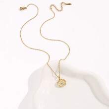 1pc Delicate Floral Cat Eye Pendant Necklace, Minimalist Chic Choker Necklace