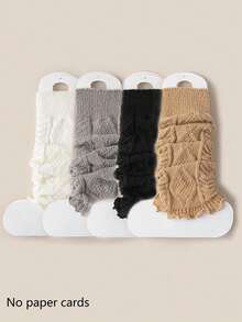 1/4/6 双装女士条纹蕾丝边保暖腿套，休闲过膝长筒腿套，学院风，百搭，秋冬春三季皆宜，Y2K风格，舒适保暖 - 彩色 - 查看 19