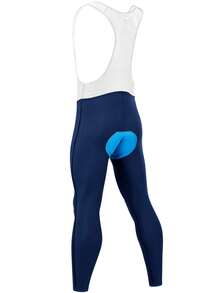 Qualicos 1pc Cycling Bib Pants For Men, Road Bike/Mtb Reflective Stripes, Moisture Wicking, Convenient Storage Pockets, Zippered Leg Cuffs - Blue - View 2