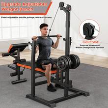 GIKPAL 10-In-1 Adjustable Weight Bench Press Set With Row Machine & Lat Pull Down, Multi-Function Workout Bench With Leg Developer & Preacher Curl, Full Body Strength Training Exercise Equipment For Home Gym, 880lbs Max Weight - Black + Orange - View 5
