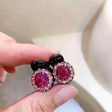2-Pack Sparkling Rhinestone Mini Hair Clips - Cute And Sweet Round Design For Bangs, Flyaways, And Side Hair - Princess Style Accessories - Nhiều màu - Xem 3