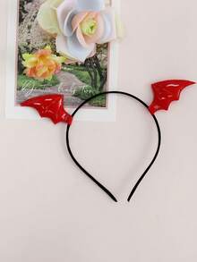 Diadema con alas de murciélago de estilo oscuro rojo / Diadema con alas de murciélago trenzadas negras y rojas, Diadema con cuernos de diablo linda y divertida, Accesorio de pelo lindo y peculiar