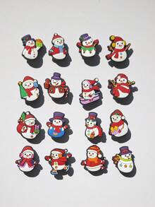 16 قطعة من سلسلة بابا نويل للكريسماس اكسسوارات أحذية صنع يدوي، تميمات قابلة للفصل للأحذية الصندلية، مناسبة كهدايا عيد الميلاد والأعياد والحفلات