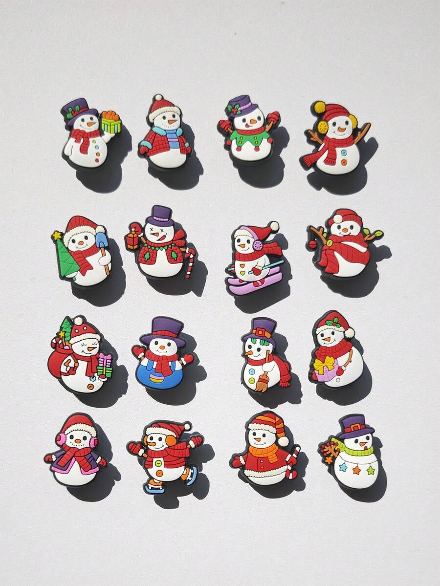 16 قطعة من سلسلة بابا نويل للكريسماس اكسسوارات أحذية صنع يدوي، تميمات قابلة للفصل للأحذية الصندلية، مناسبة كهدايا عيد الميلاد والأعياد والحفلات