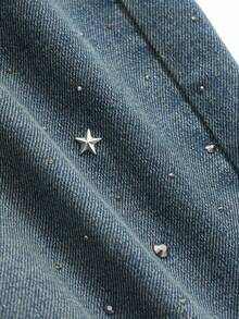 Livesso 女式高腰阔腿牛仔裤，带口袋 - 淺色水洗藍 - 查看 6