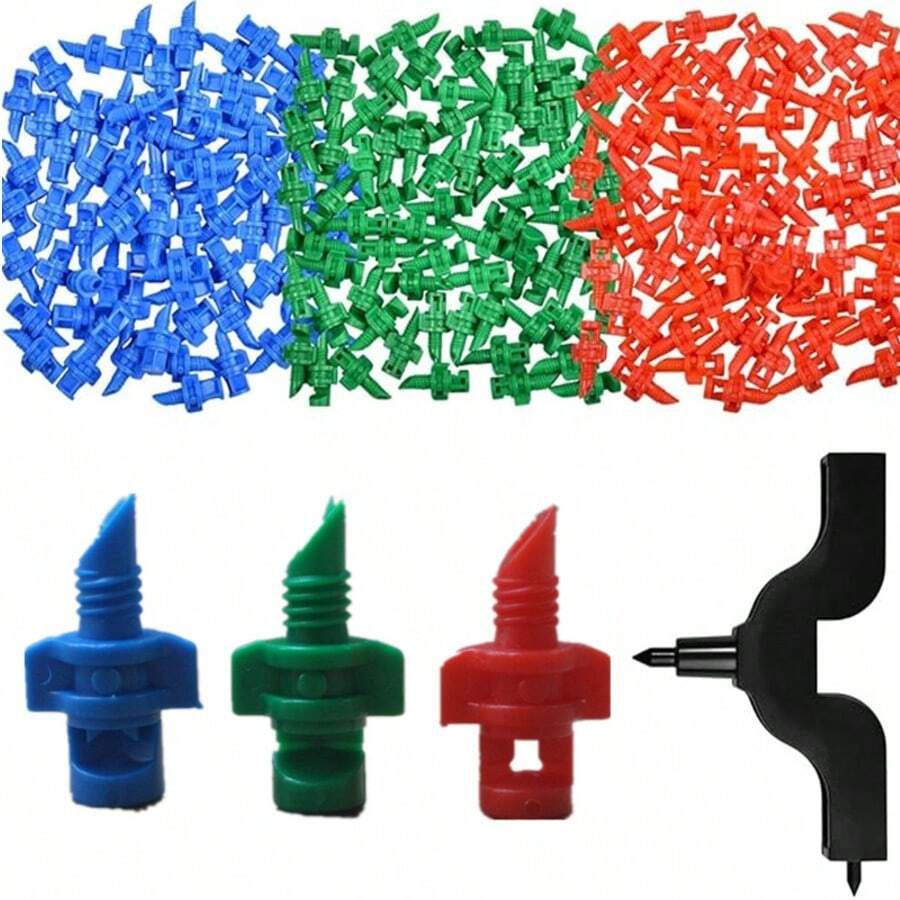 Drip Irrigation Emitters With Hole Puncher Micro Sprinkler Heads Misting Sprinkler Refraction Micro Sprayer Nozzles For Plants Lawn Water System (90/180/360 Degrees) - Multicolor - View 1